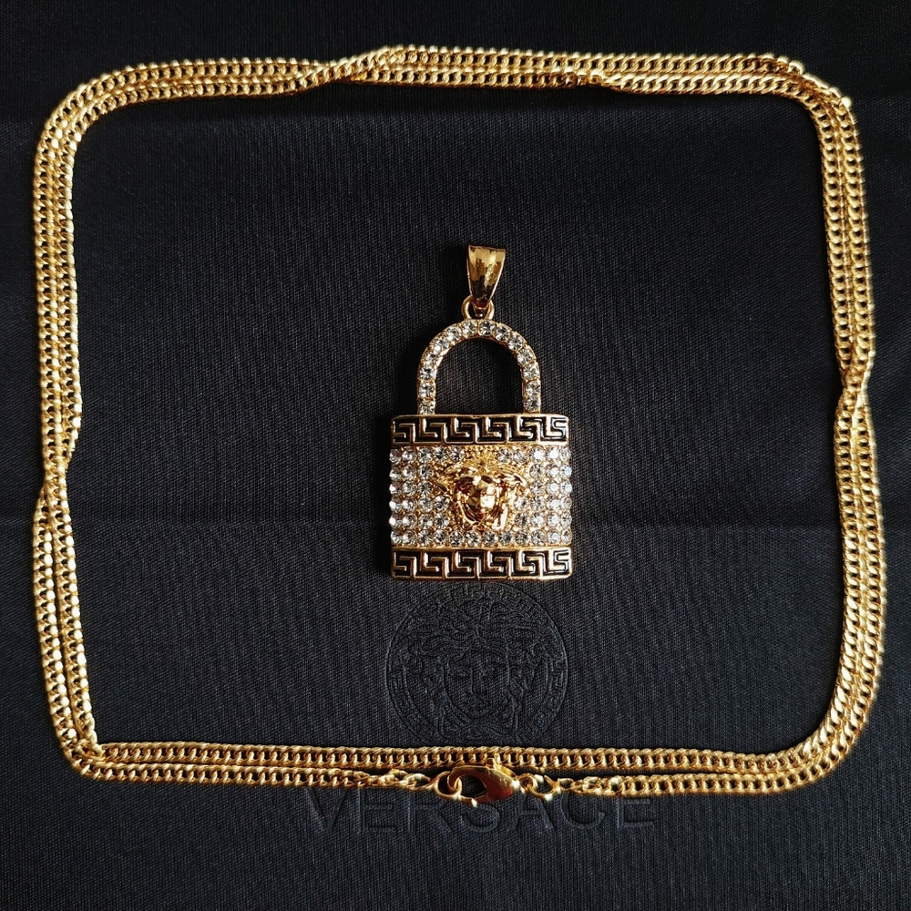 Versace La Medusa Greca Lock Necklace
